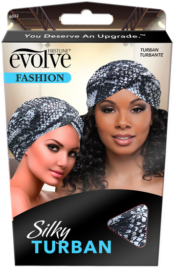 Evolve® Silky Turban, Silver Animal Print 6022