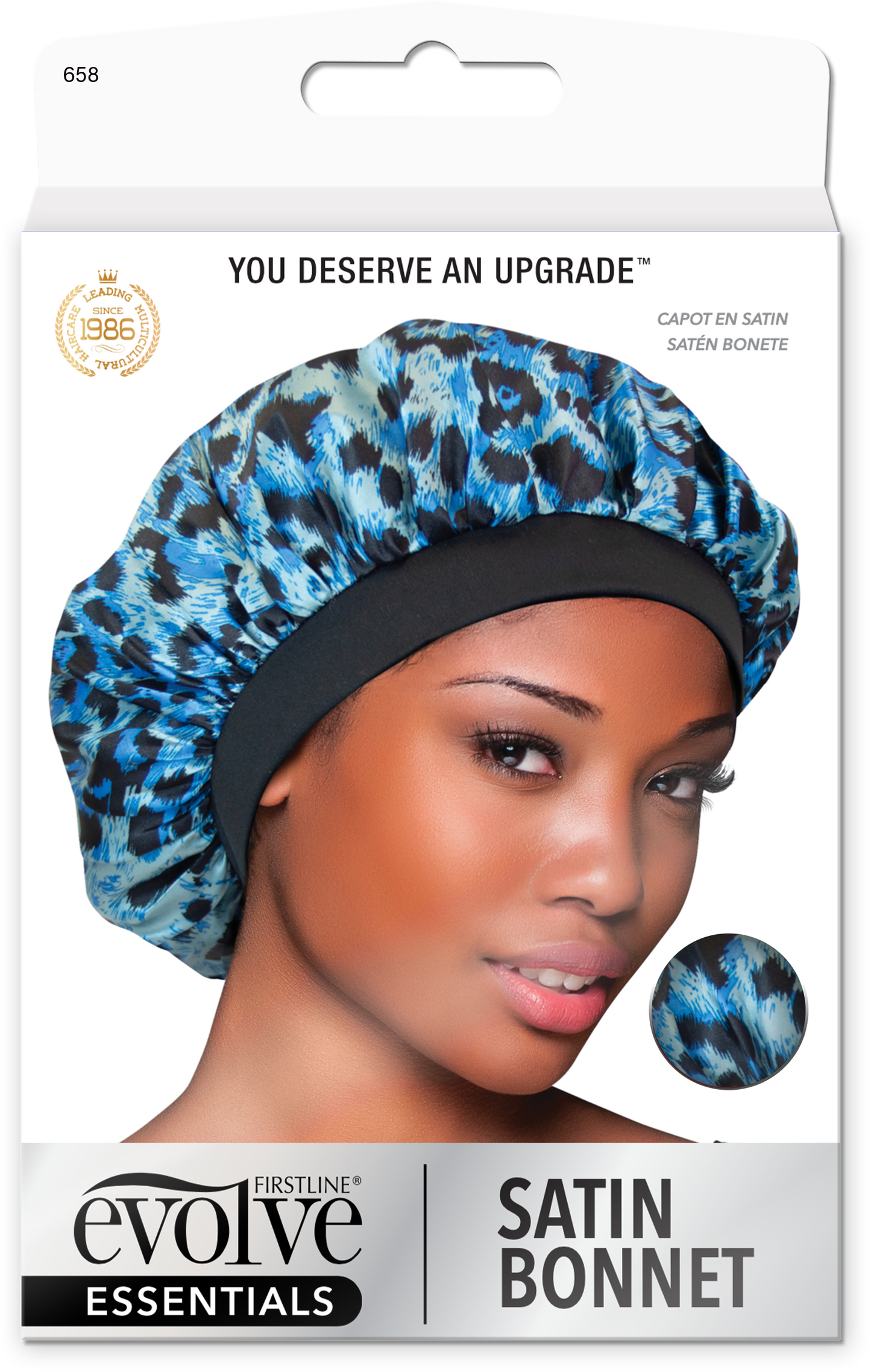 Satin Bonnet Blue Leopard 658