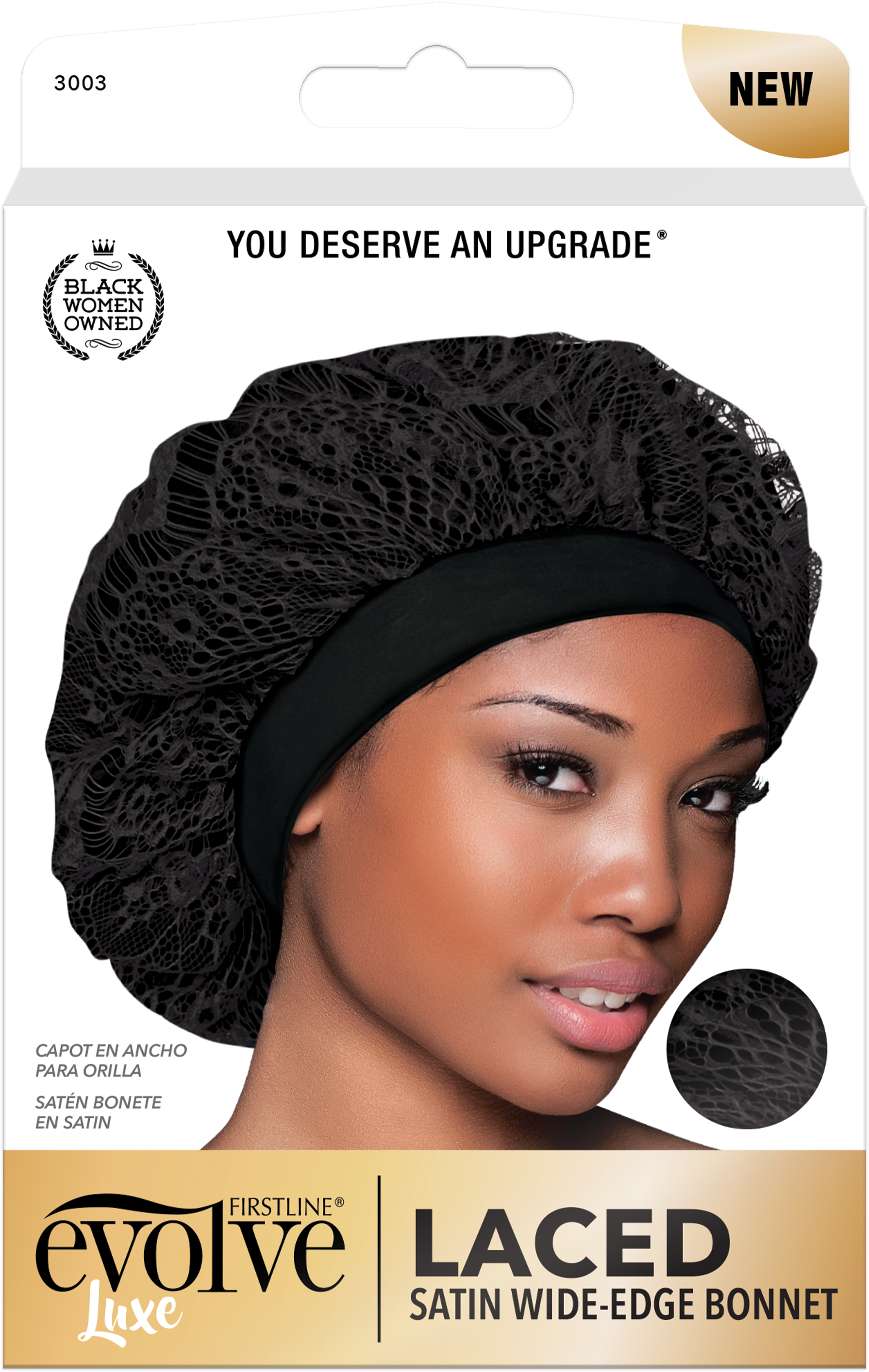 Evolve Laced Satin Wide Edge Bonnet, Black 3003 – Firstline Brands