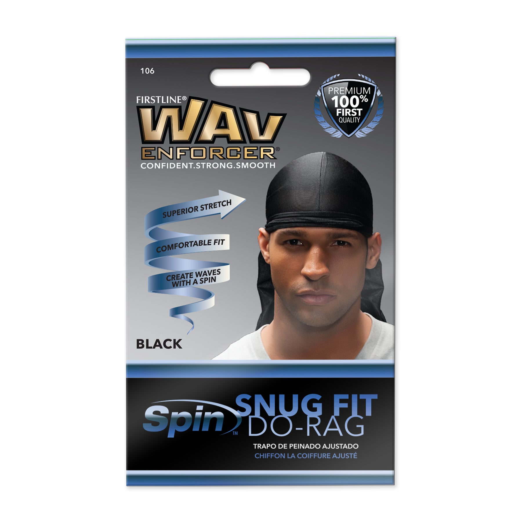 WavEnforcer® Snug Fit DoRag, Black 106 Firstline Brands
