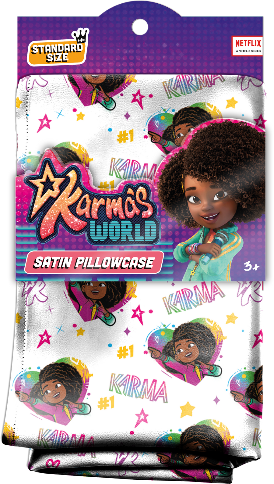 Karma's World White Heart's Satin Pillowcase 1105