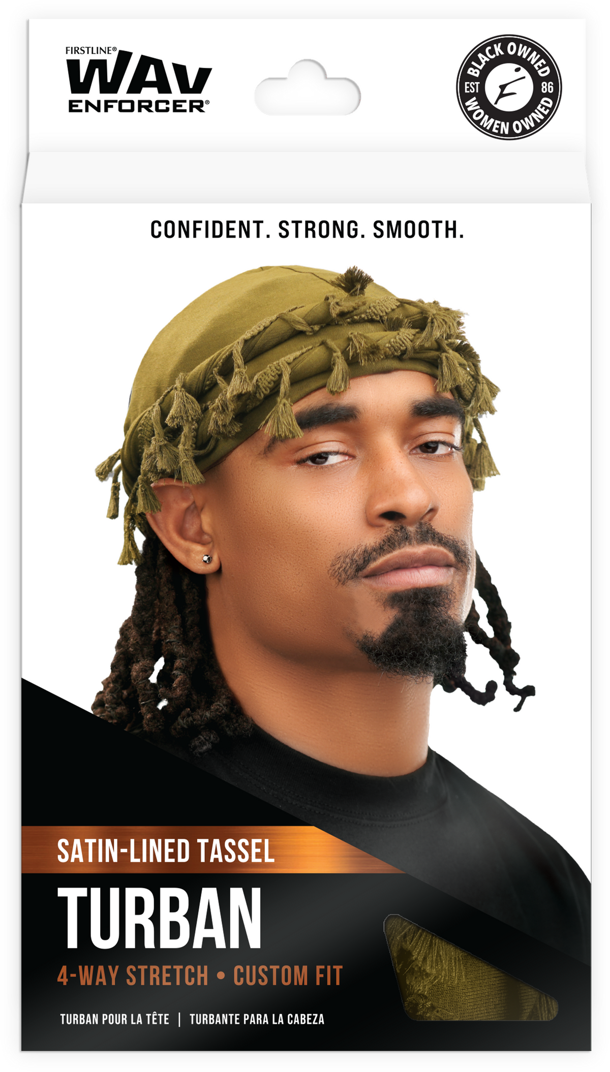 WavEnforcer®  Satin-Lined Tasseled King Turban, Olive - 134