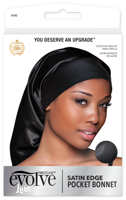 Satin Edge Pocket Bonnet - Black - 1440