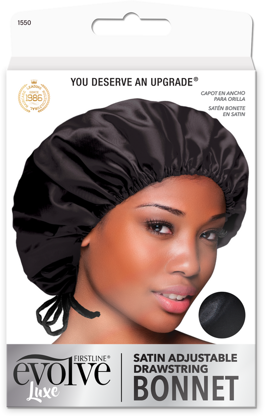 Satin Bonnet / Adjustable - Black - 1550