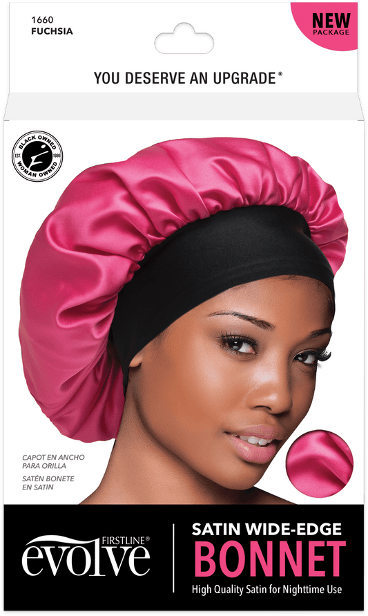 Satin Wide-Edge Bonnet - Fuchsia - 1660