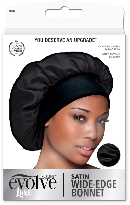 Satin Wide-Edge Bonnet - Black 1661