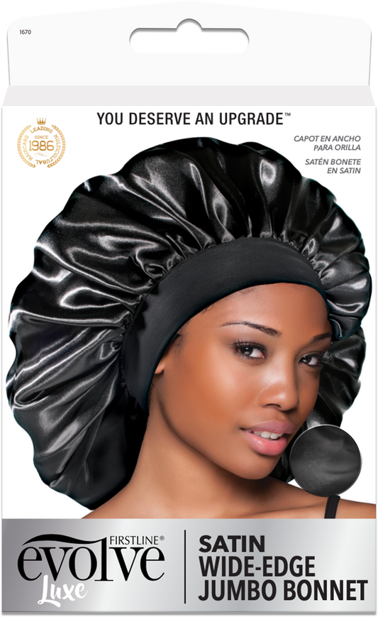 Satin Wide-Edge Jumbo Bonnet - Black - 1670