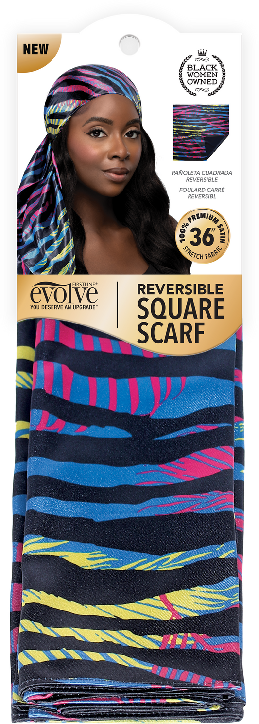 Reversible Satin Square Scarf - Neon Zebra - 3001 S26