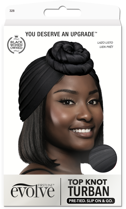 Top Knot Turban - Black - 328
