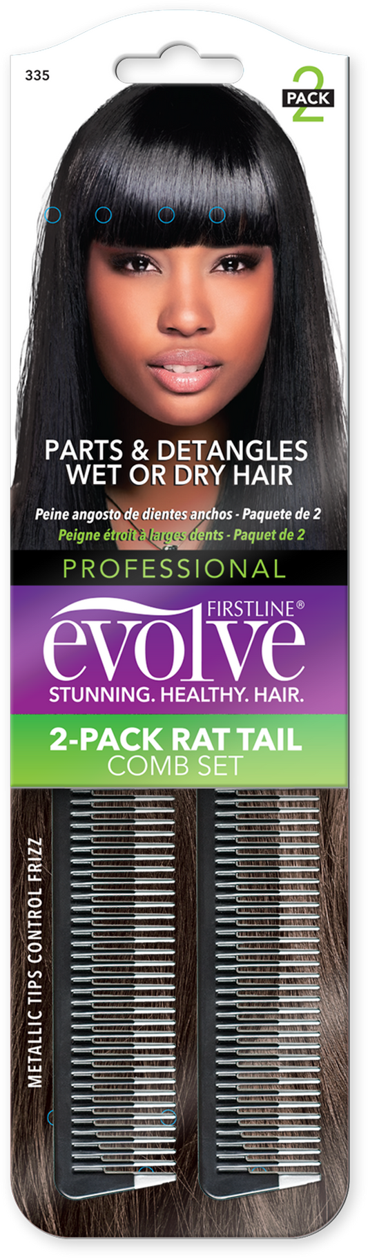 Rat Tail Comb / 2-Pack - Black - 335