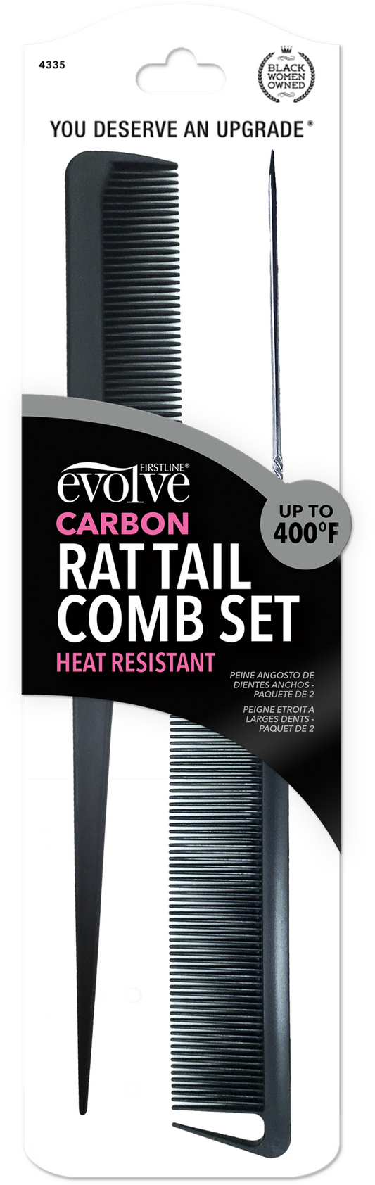 Heat Resistant Carbon Comb Set / 2-Pack - Black - 4335