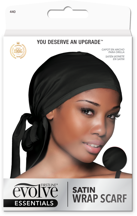 Satin Wrap Scarf - Black - 440