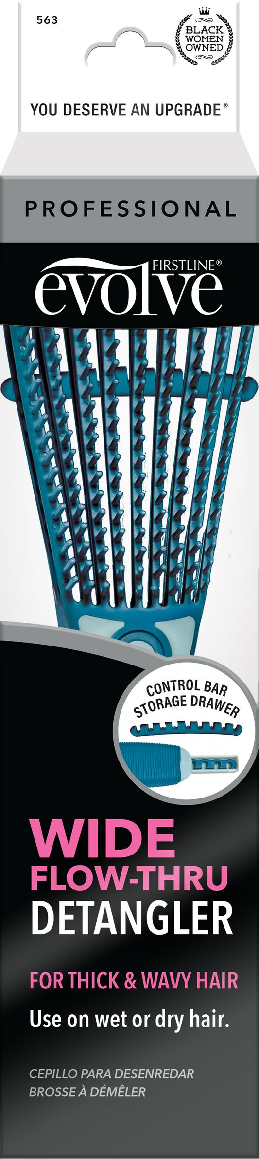Wide Flow-Thru Detangler - Teal - 563