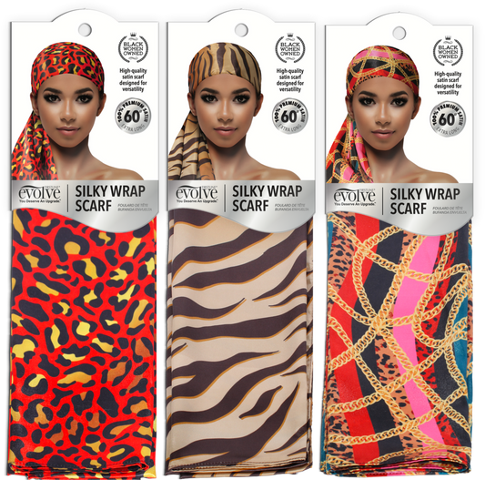 Evolve® Silky Wrap Scarf - Assorted Leopard, Zebra & Chain Print - 6610
