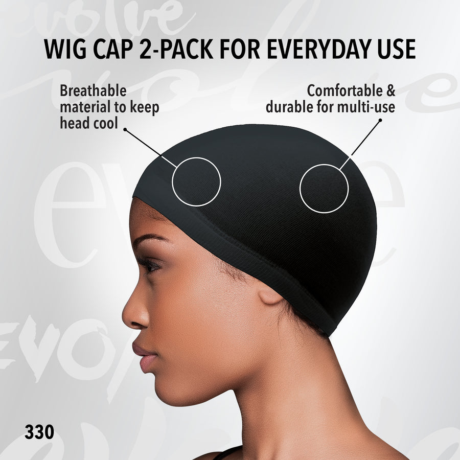 Wig Cap - One Size Fits All - Black Colour (Pack of 2) - Thin