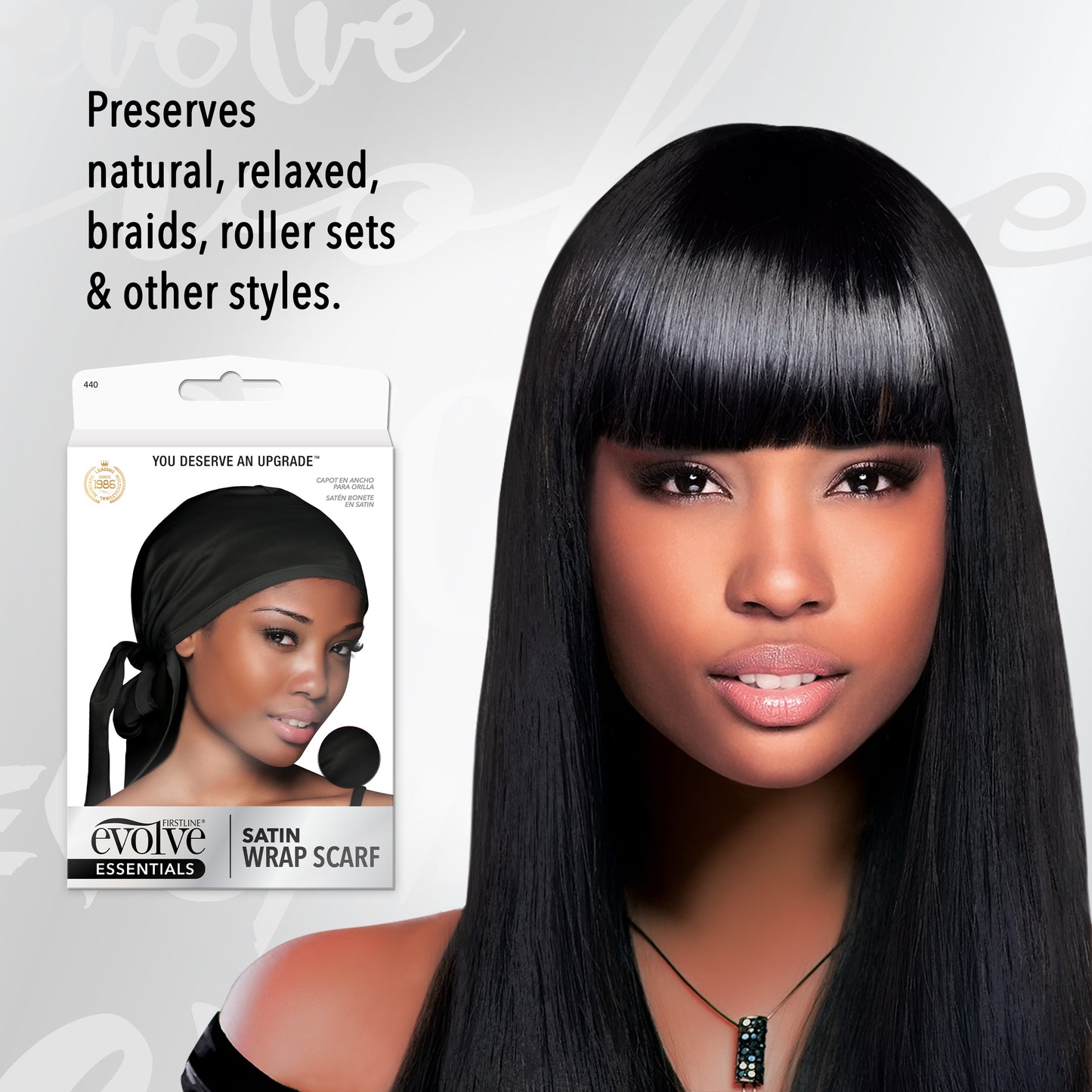 Evolve® Satin Wrap Scarf, Black 440