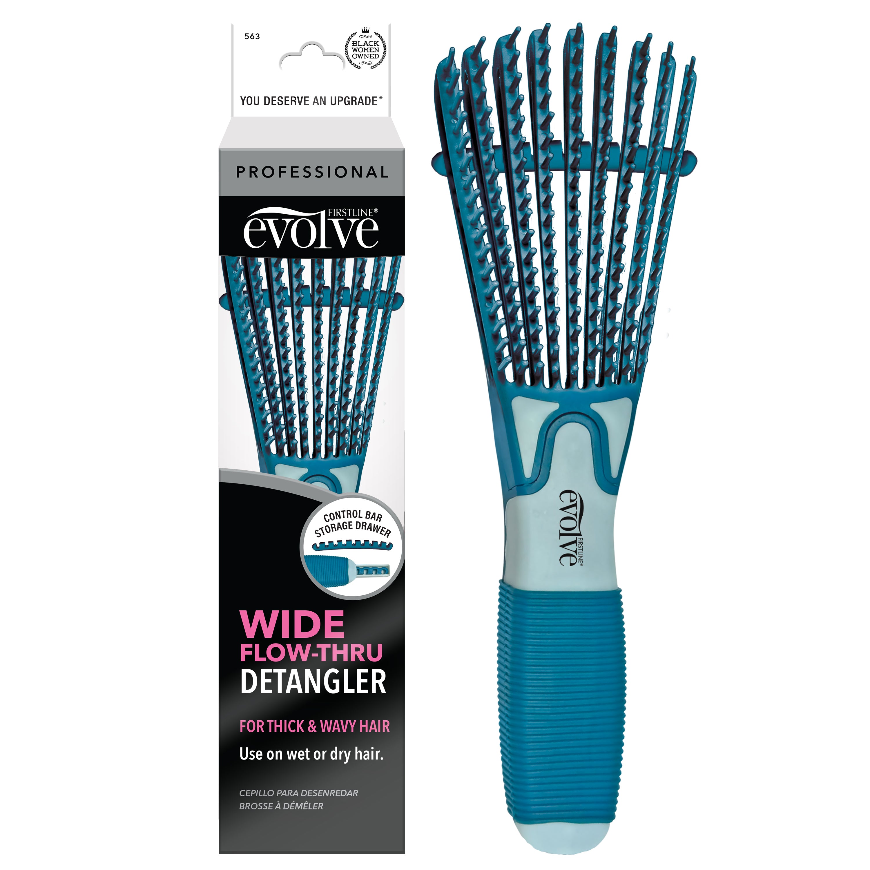 Evolve Wide Flow-Thru Detangler, Teal 563 – Firstline Brands