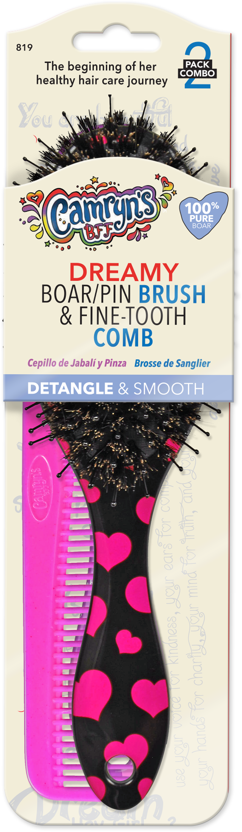 Boartooth Comb Dreamy Boar Brush & Fine Tooth Comb 819 – Firstline Brands