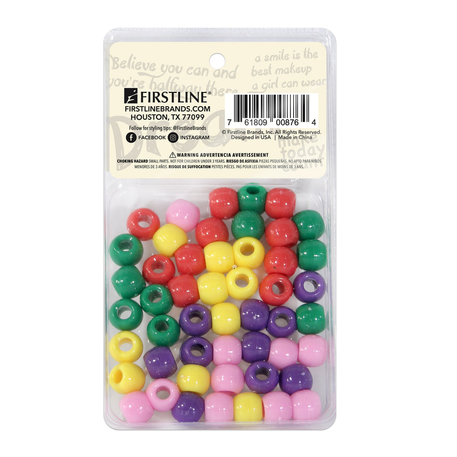 50-Pack Medium Multi-colored beads w/beader Set - (Red/Purple/Pink/Green/Yellow) 876