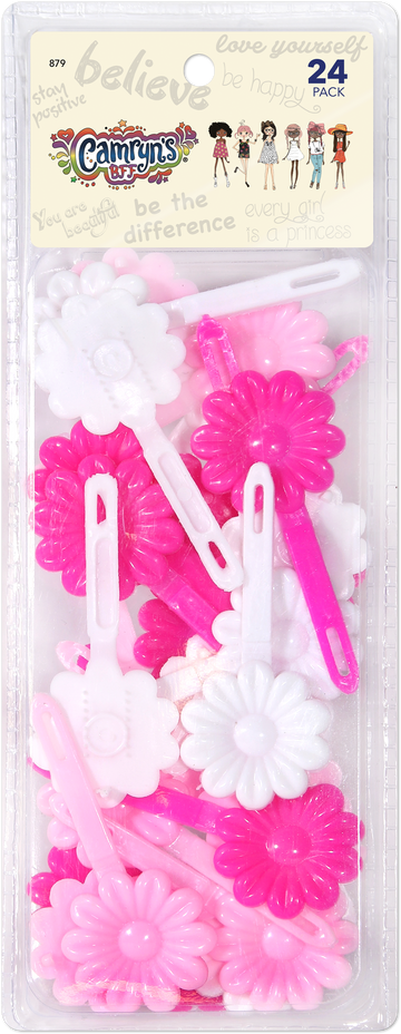Barrettes 24 Pack Pink, White 879