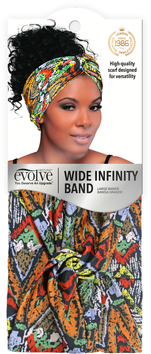 Silky Wide Infinity Band, Tribal Print 1115