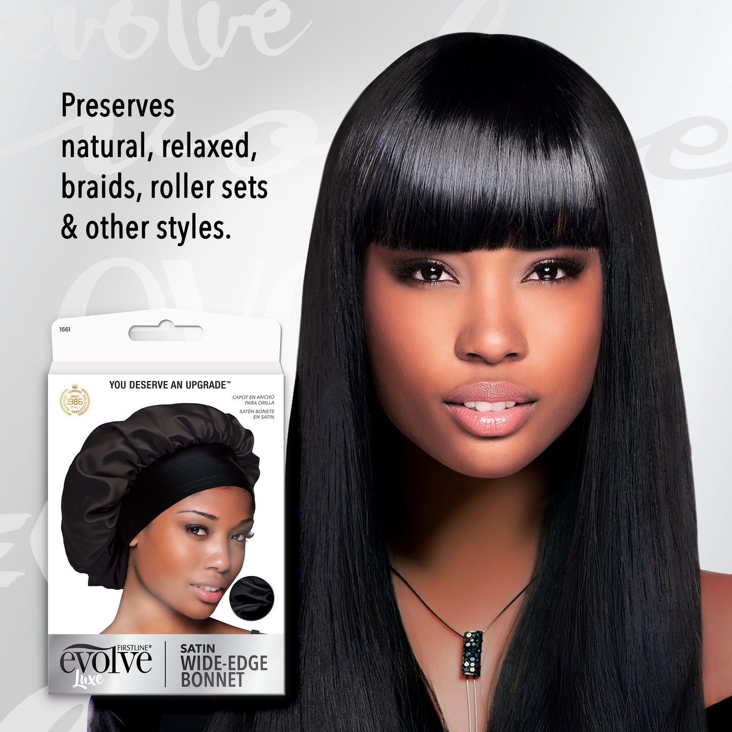 Evolve® Satin Wide-Edge Bonnet, Black 1661