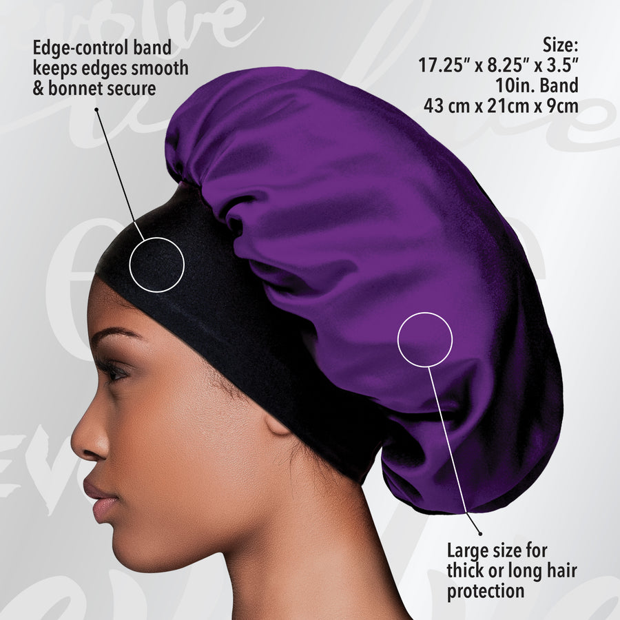 LUXE Satin Wide-Edge Bonnet Purple 1663