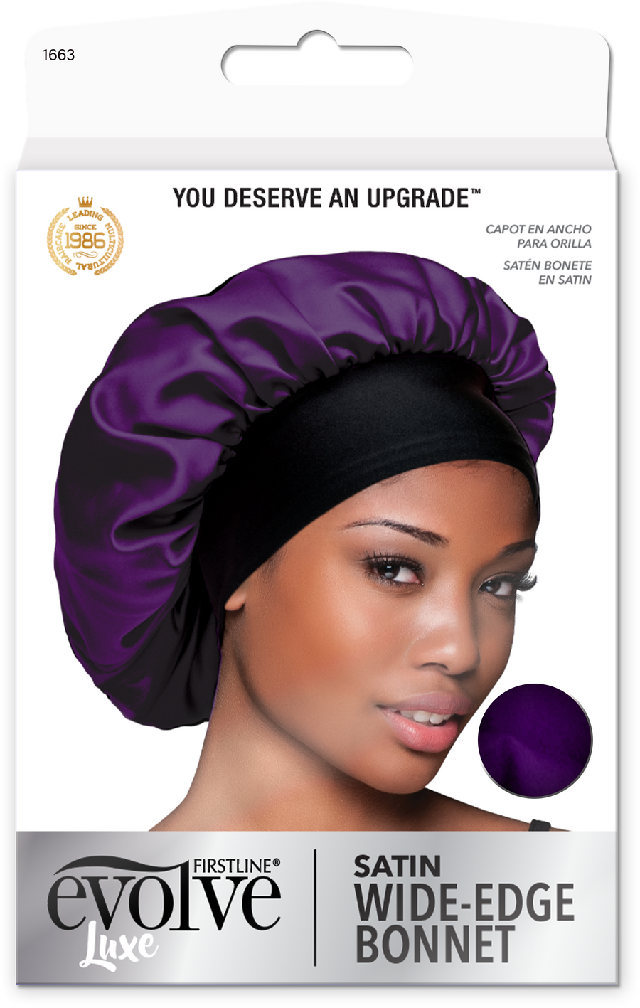 LUXE Satin Wide-Edge Bonnet Purple 1663