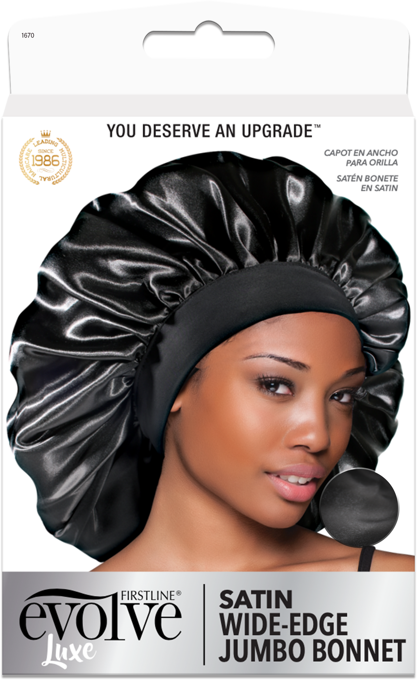 LUXE Jumbo Satin Bonnet Black 1670