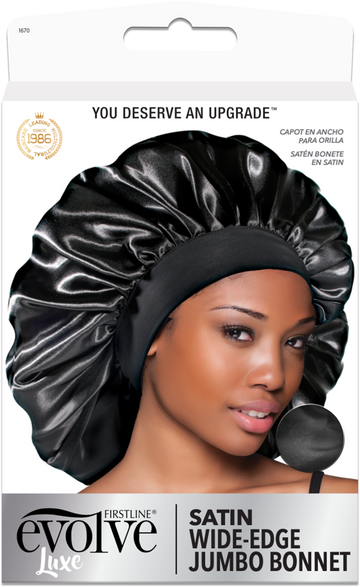 LUXE Jumbo Satin Bonnet Black 1670