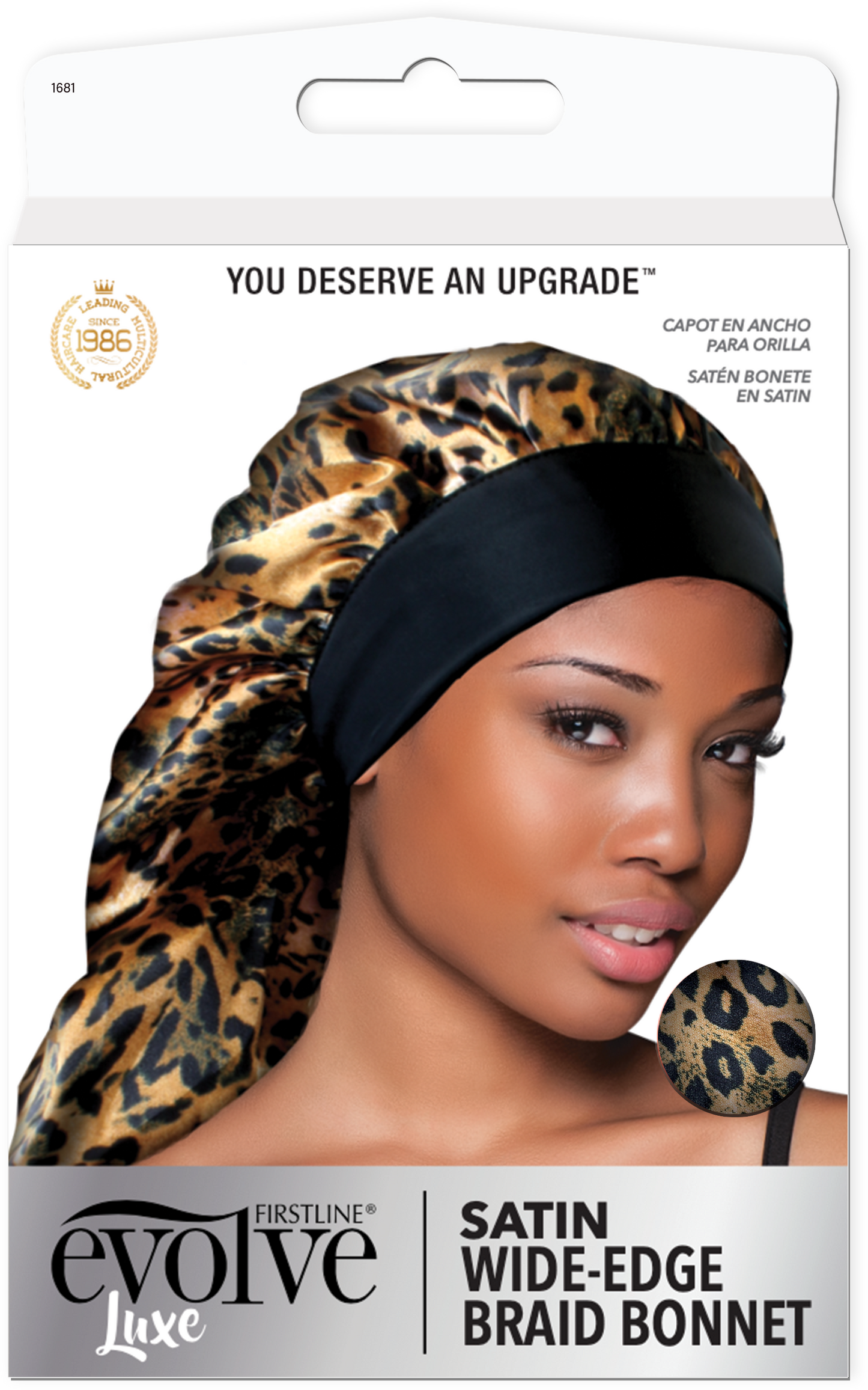 LUXE Satin Wide Edge Braid Bonnet Leopard 1681