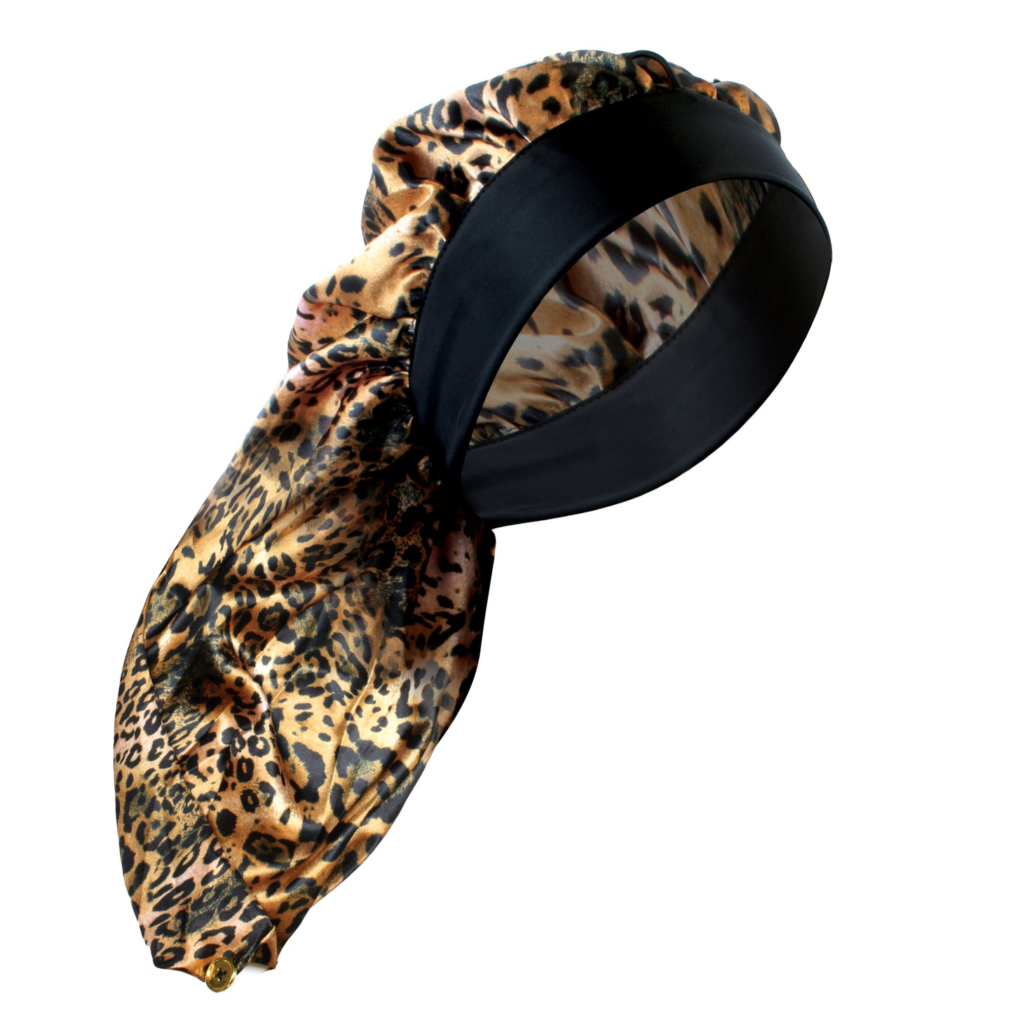 LUXE Satin Wide Edge Braid Bonnet Leopard 1681