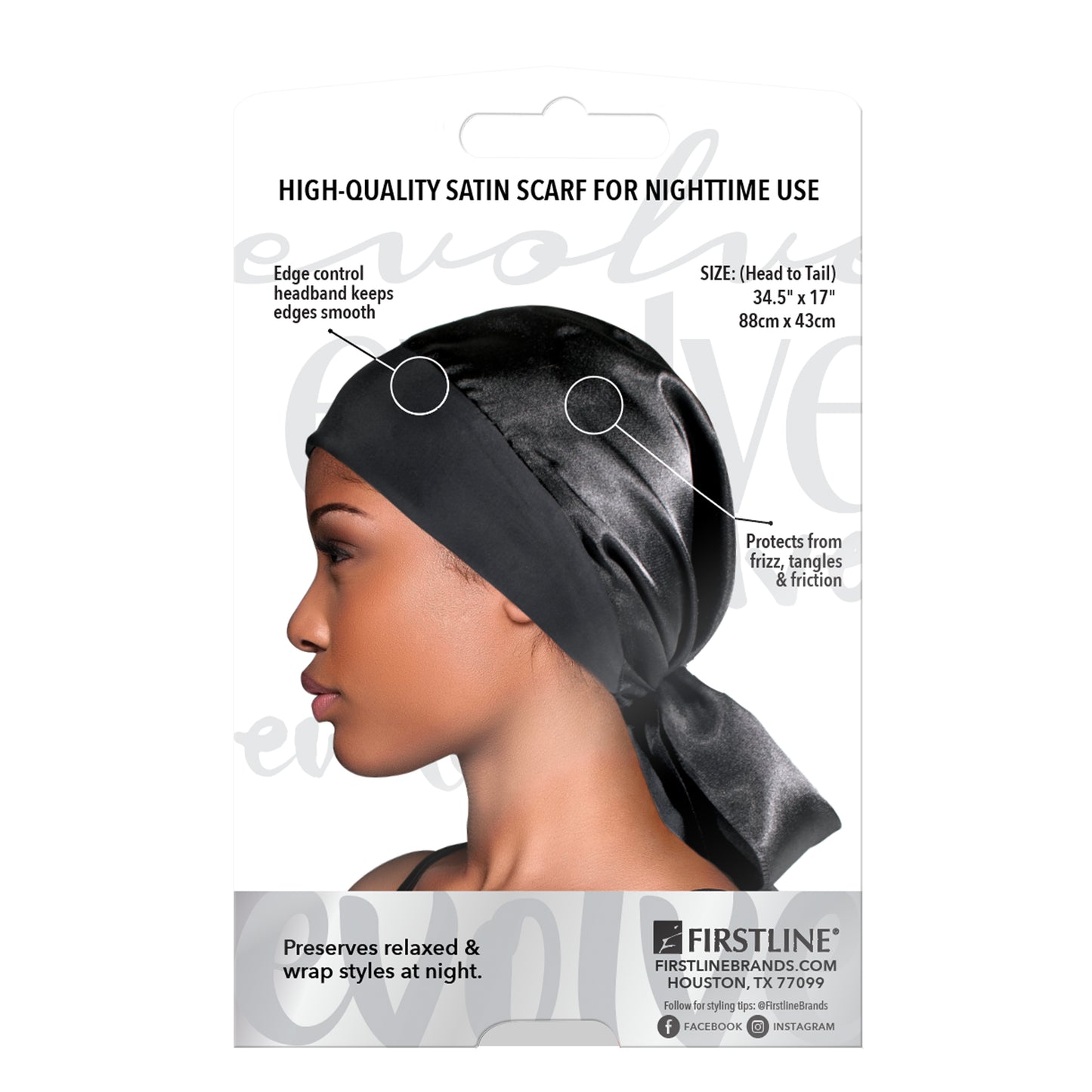 Evolve® Satin Edge Wrap Scarf, Black 1772