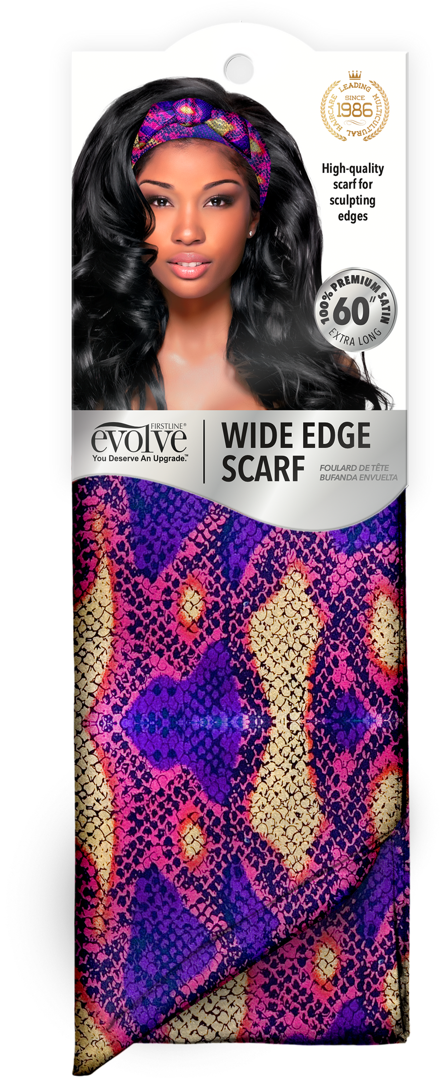 Wide Edge Scarf Purple Snakeskin 1784