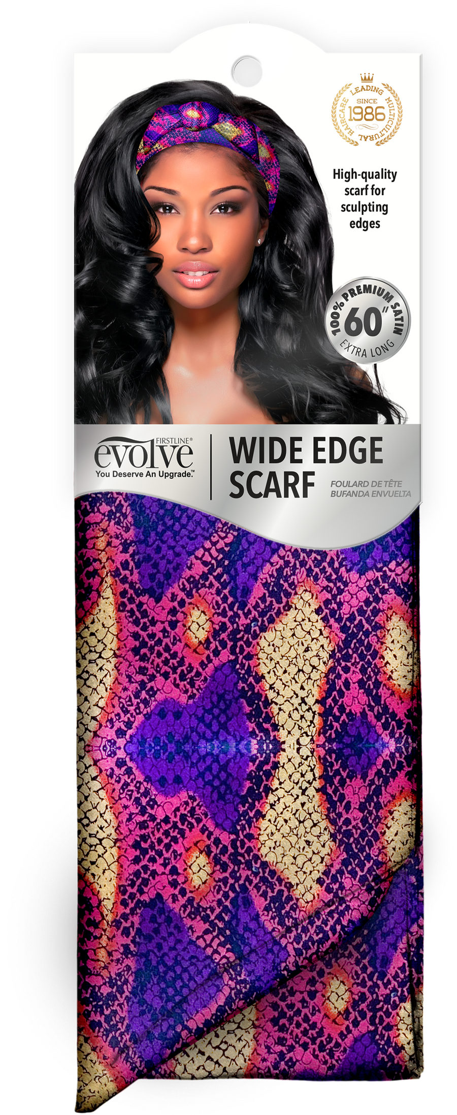 Wide Edge Scarf Purple Snakeskin