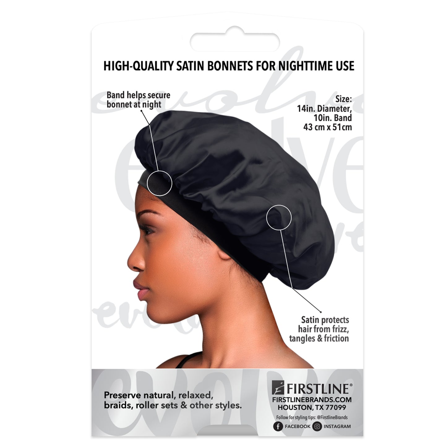 2-Pack Satin Bonnets Fuchsia / Black 5993