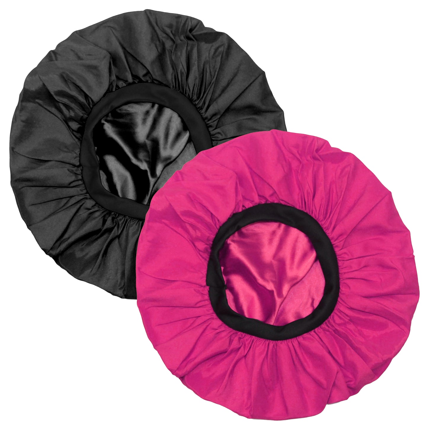 2-Pack Satin Bonnets Fuchsia / Black 5993