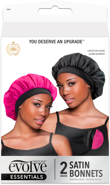 2-Pack Satin Bonnets Fuchsia / Black 5993