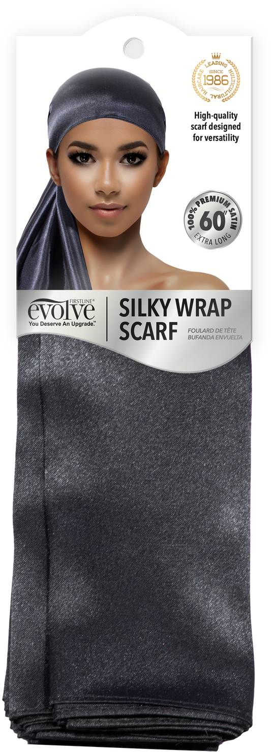 Silky Wrap Scarf, Black 6640
