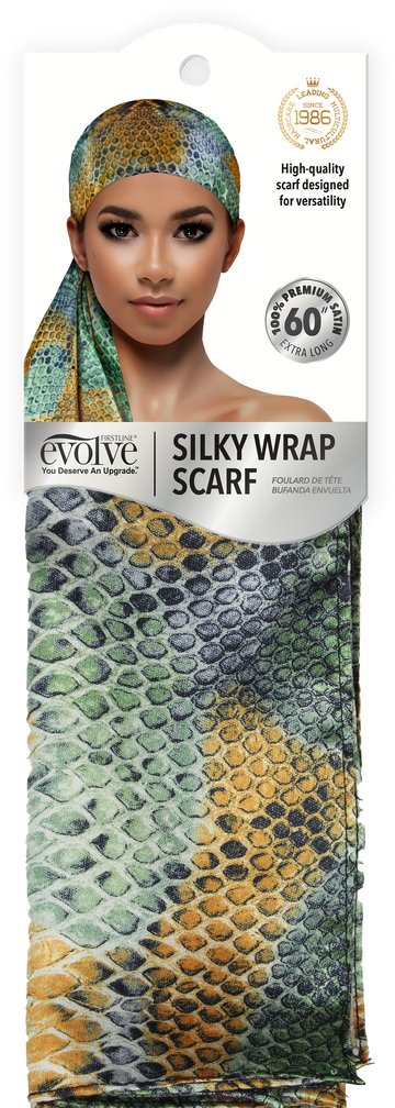 Silky Wrap Scarf Green Snakeskin 6638