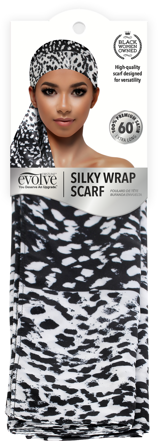 Silky Wrap Scarf - Black & White 6639