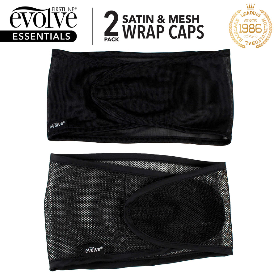 Evolve®Satin & Mesh Wrap Cap 2-Pack, Black 8060