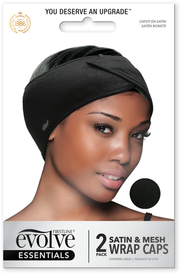 Evolve®Satin & Mesh Wrap Cap 2-Pack, Black 8060