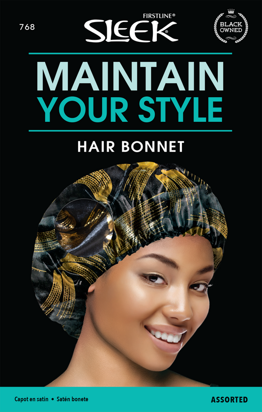 Hair Bonnet - Assorted Black/Gold & Black/Silver - 768