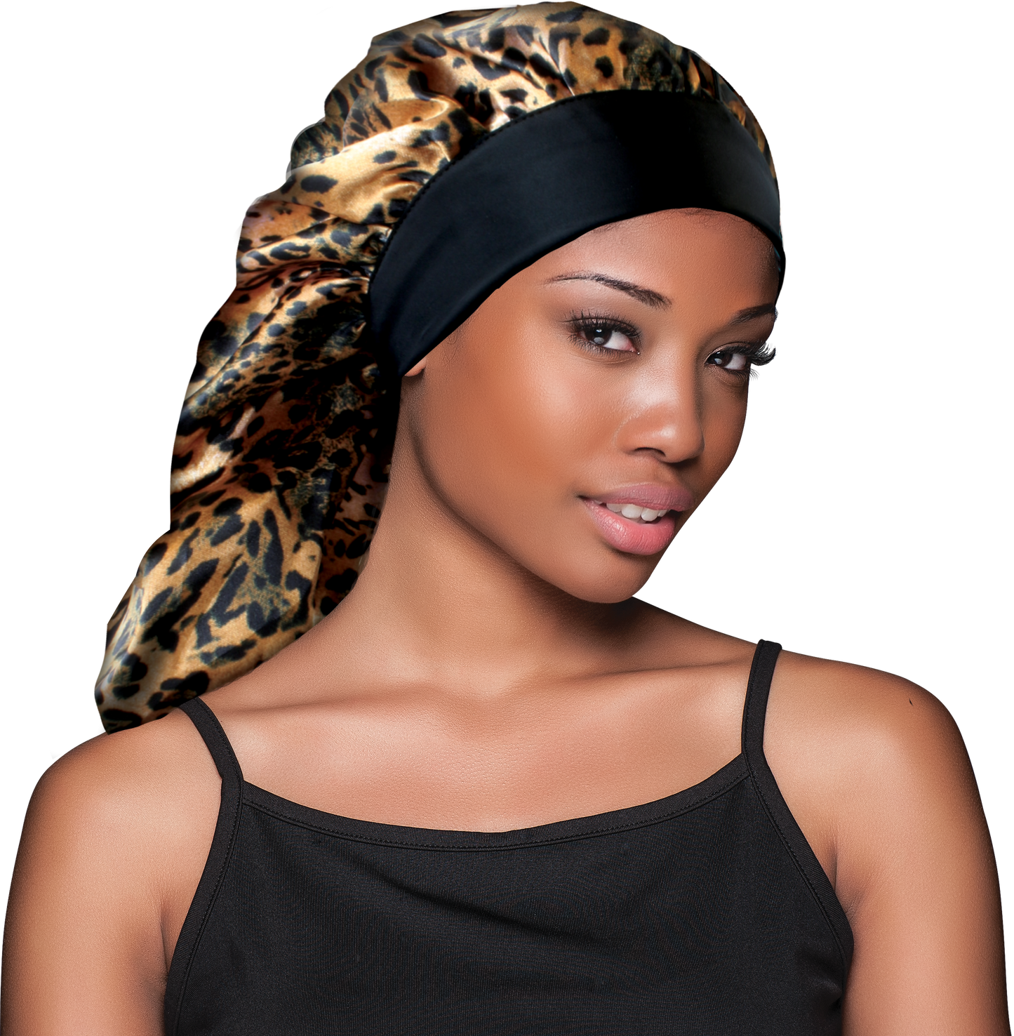 LUXE Satin Wide Edge Braid Bonnet Leopard 1681