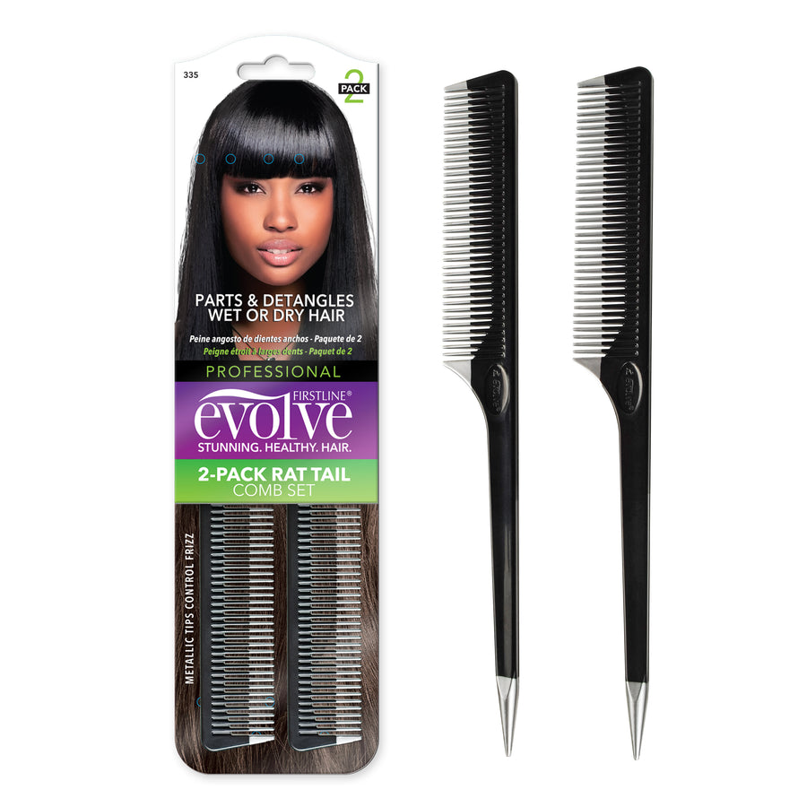 Evolve® Rat Tail Comb w/Metallic Tip 2-Pack, 335