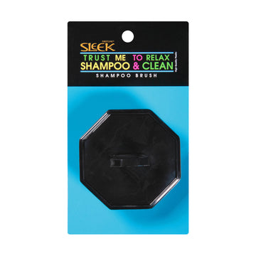 Front view of Black Sleek® Scalp Massage Brush in brand packaging