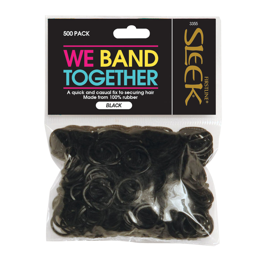 Black Sleek® 500 count Rubber Bands in brand packaging
