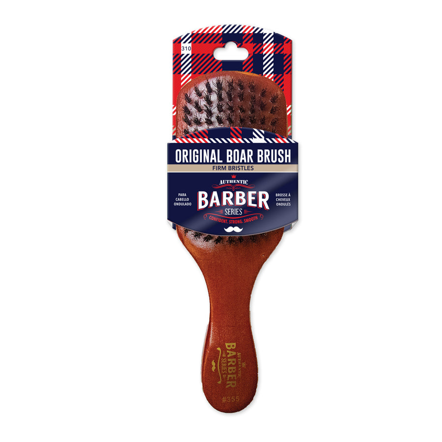 Front of WavEnforcer® Barber Series Original Boar Brush in package.