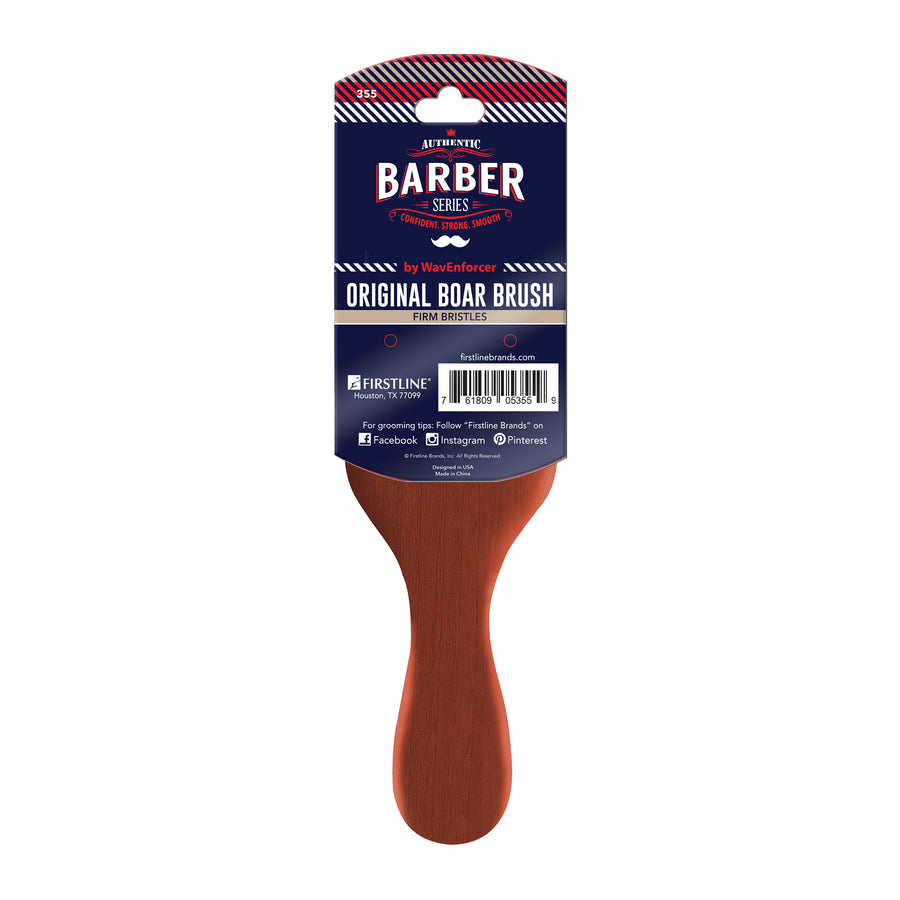 back of WavEnforcer® Barber Series Original Boar Brush packaging